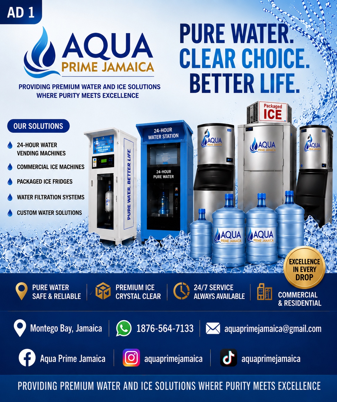 Aqua Prime water and ice solutions