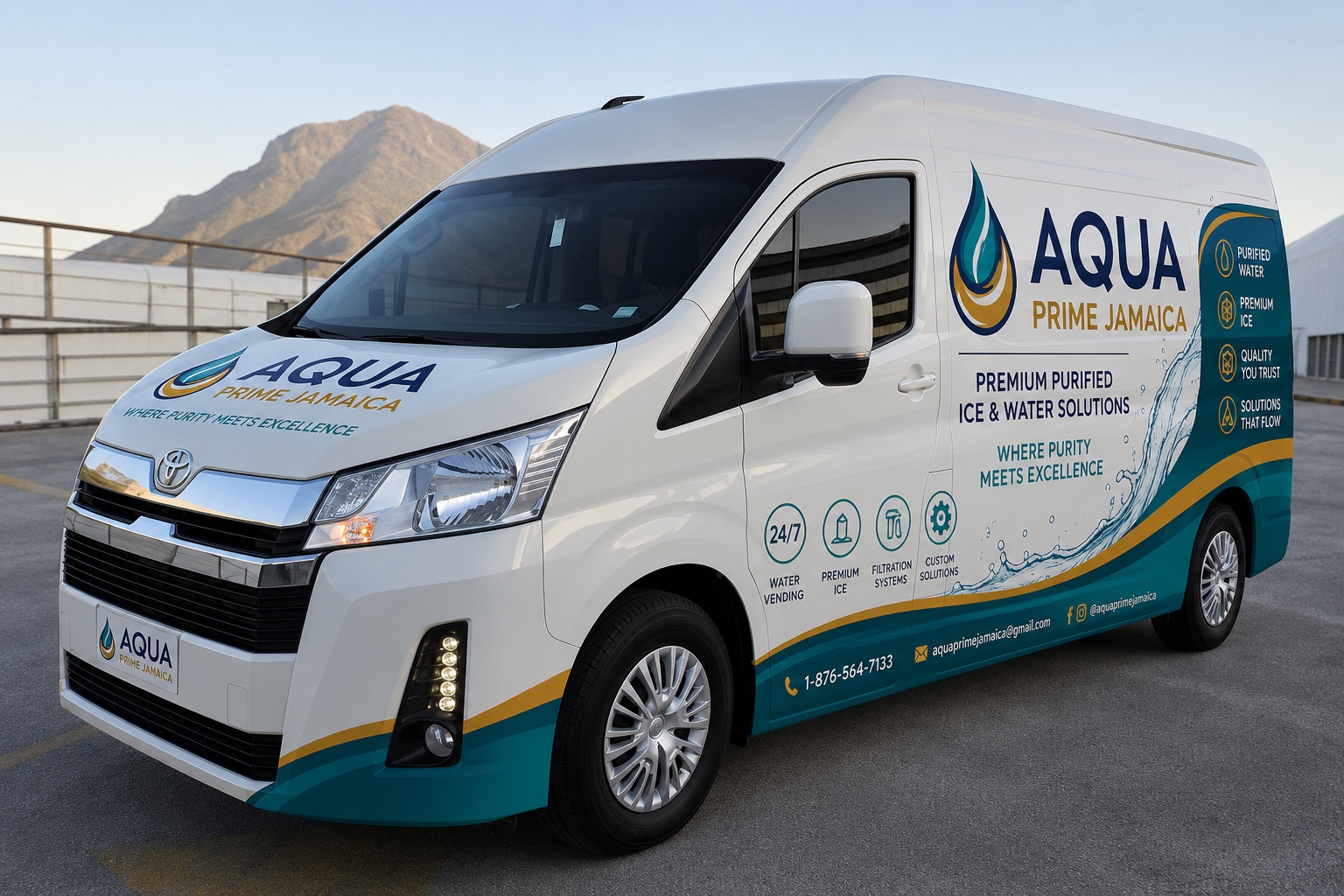 Full Aqua Prime Jamaica delivery van