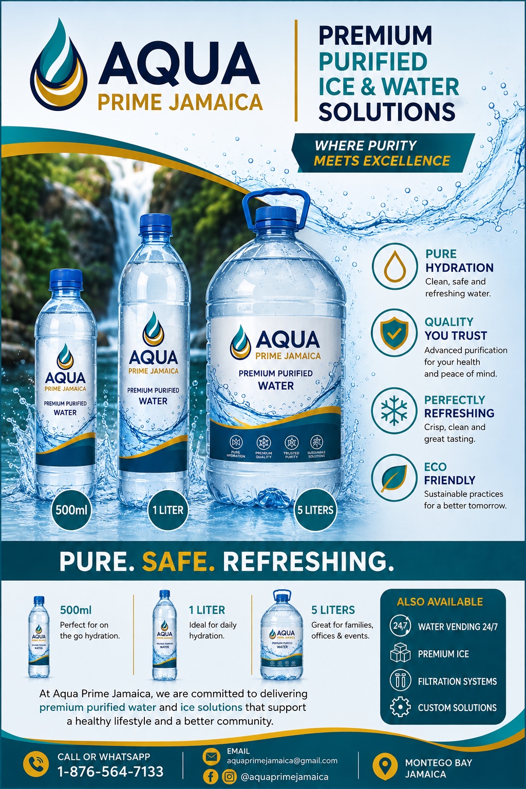 Aqua Prime packaged water sizes