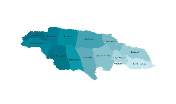 Map of Jamaica showing parish boundaries